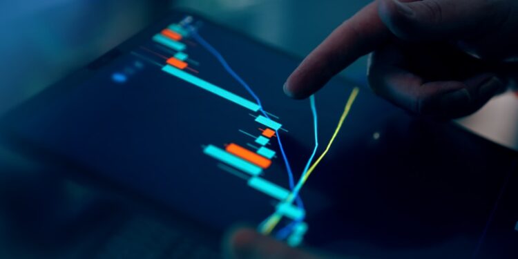 Cryptocurrency market analytics tablet interface future profits