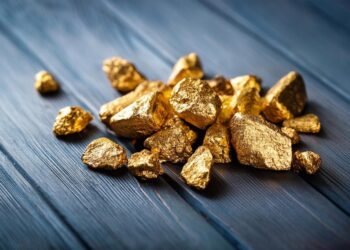 Close up lump of gold mine