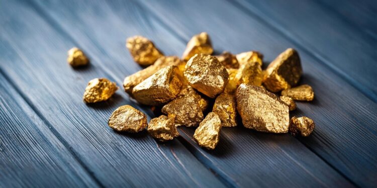 Close up lump of gold mine