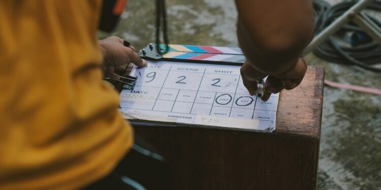 Behind the scenes with a clapper board