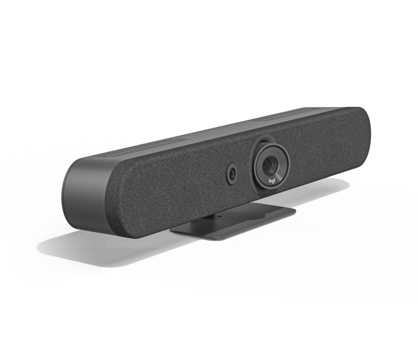 Logitech Rally Bar Mini in graphite, schuin van voren